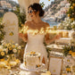 Bride holding a neon sign that says 'always & forever' at a lemon themed bridal shower in Italy